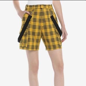 Yellow Plaid Shorts with Suspenders